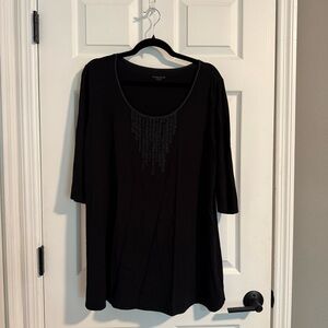 Plus Size 1X Black Women's Tunic Top by Eileen Fisher 3/4 Sleeves
